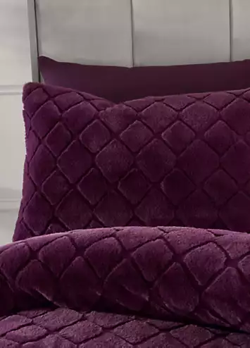 Catherine Lansfield Plum Cosy Diamond Duvet Cover Set | Kaleidoscope