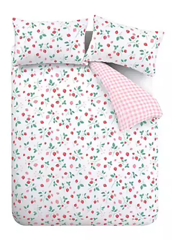 Catherine Lansfield Strawberry Garden Pink Gingham Check Duvet Cover Set | Kaleidoscope