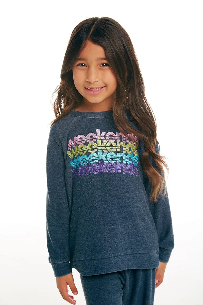 Chaser Girls Cozy Knit Raglan Pullover in Avalon