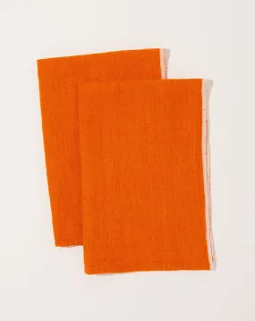 Chunky Linen Towels in Orange, Set of 2