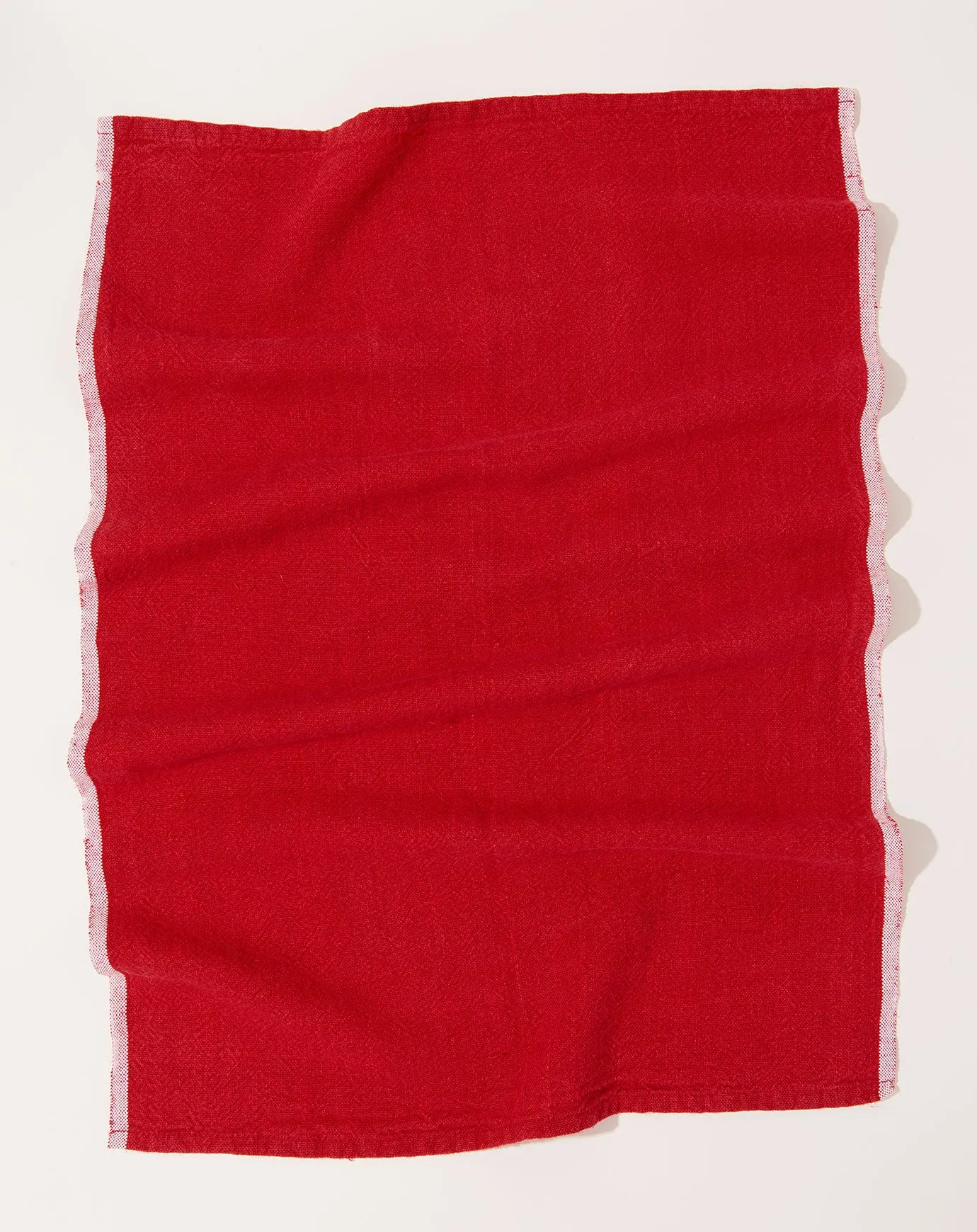 Chunky Linen Towels in Red, Set of 2