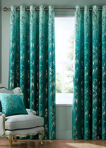 Clarissa Hulse Meadow Grass Pair of Lined Eyelet Curtains | Kaleidoscope