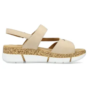 Comfortable women's beige Velcro sandals Rieker V2366-60