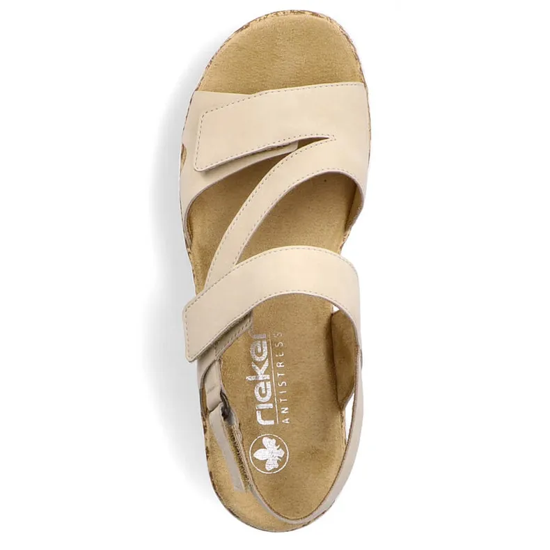 Comfortable women's beige Velcro sandals Rieker V2366-60