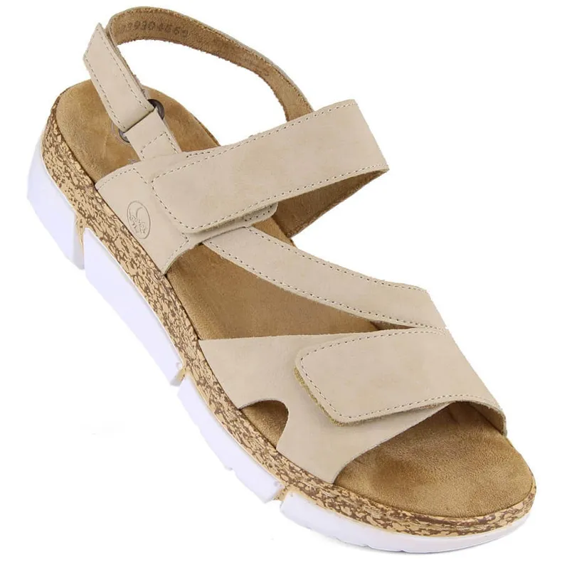 Comfortable women's beige Velcro sandals Rieker V2366-60