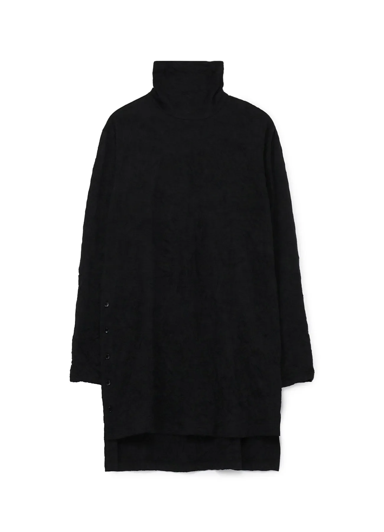 C/PE WASHER JERSEY BUTTON OPENED BIG TURTLENECK CUT SEW