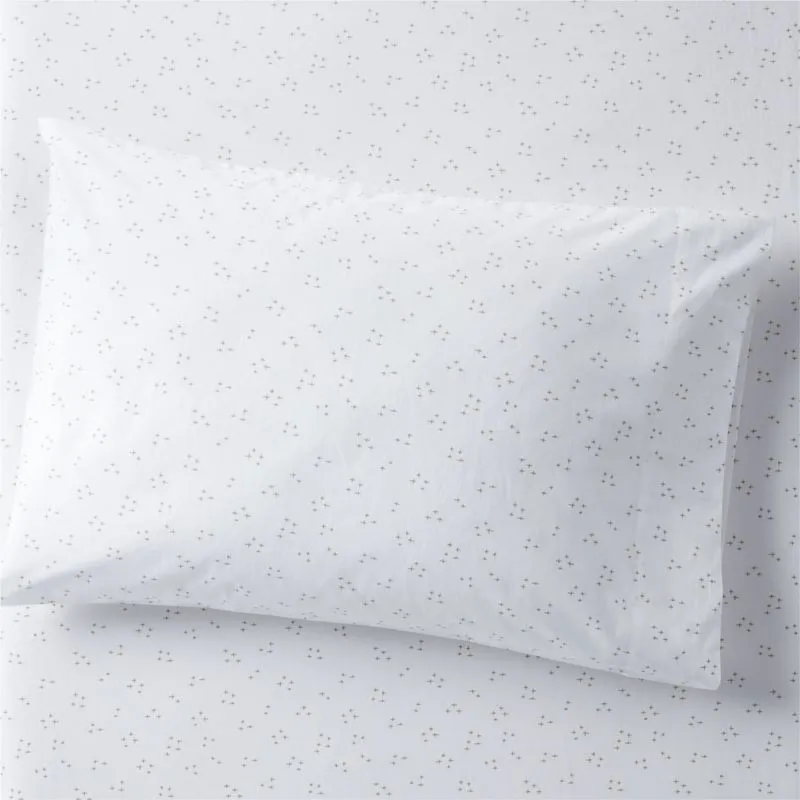 Crate&Barrel Cozy Cloud Twinkle Willow Green Washed Organic Cotton Pillowcase