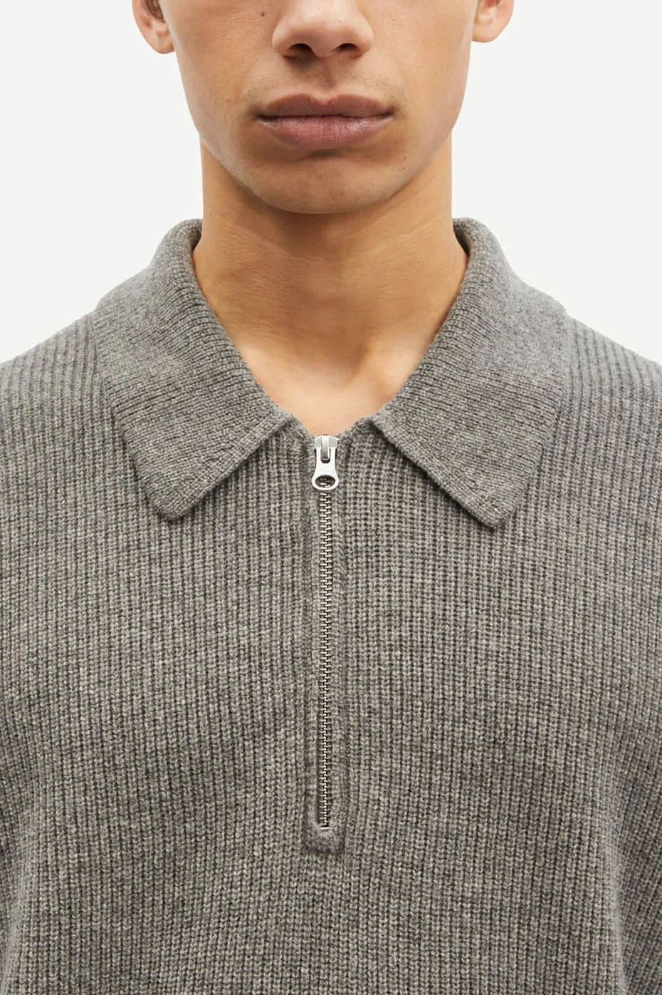 Dark Grey Melange Saisaks Polo Knit