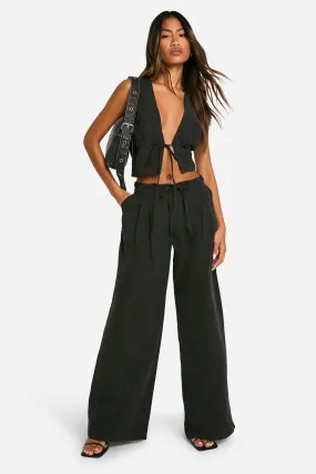 Drawstring Wide Leg Trousers