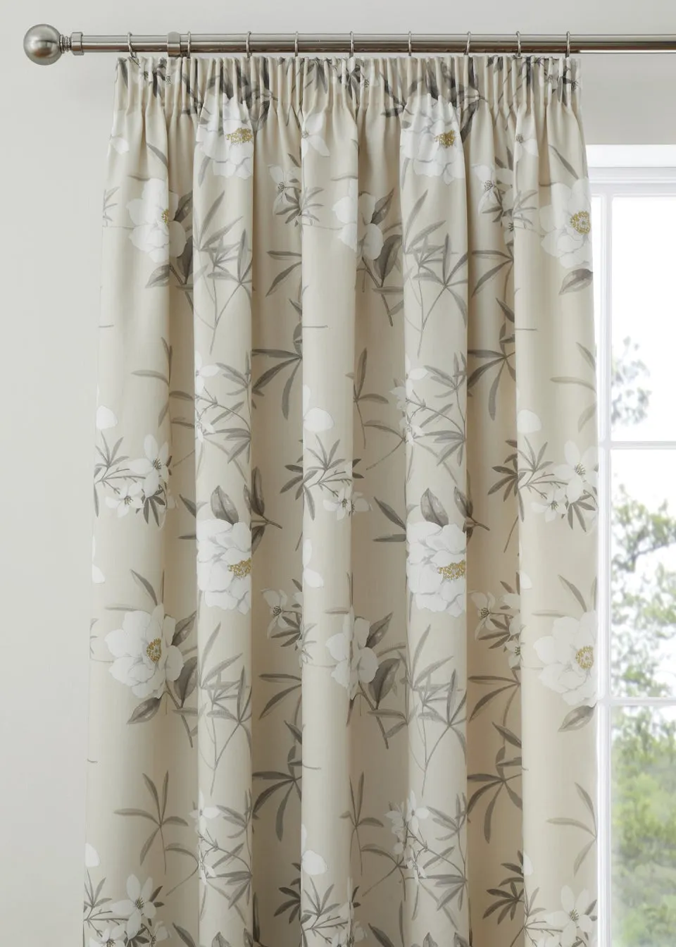 Dreams & Drapes Eve Natural Pencil Pleat Curtains With Tie-Backs