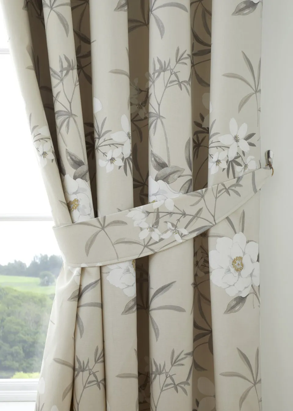 Dreams & Drapes Eve Natural Pencil Pleat Curtains With Tie-Backs