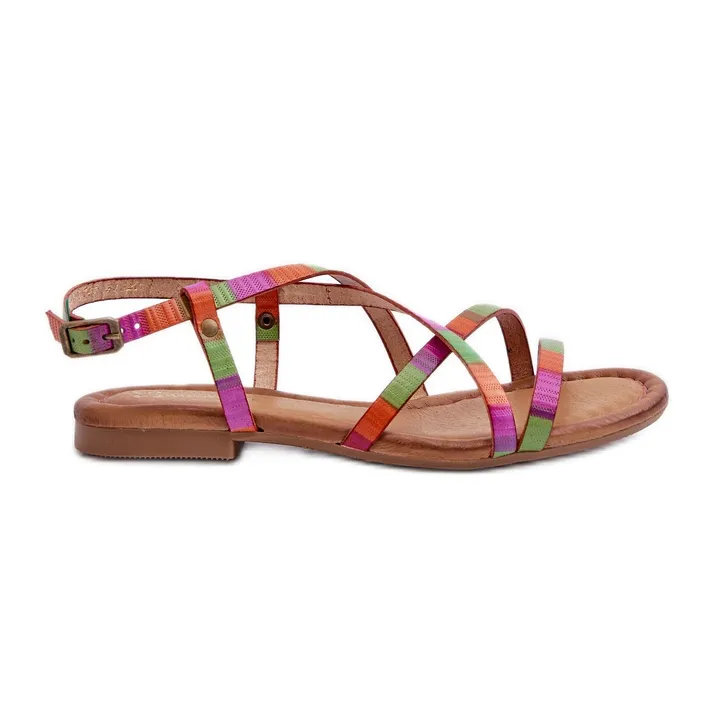 Flat Leather Women's Sandals Maciejka 06635-39 Multicolor multicolored