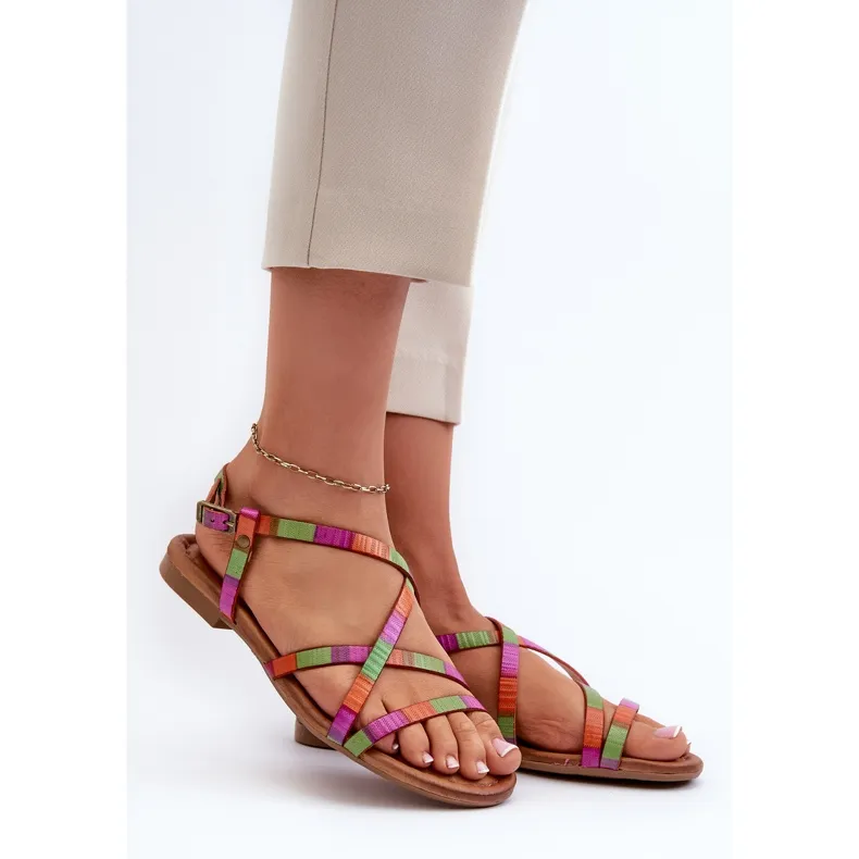 Flat Leather Women's Sandals Maciejka 06635-39 Multicolor multicolored