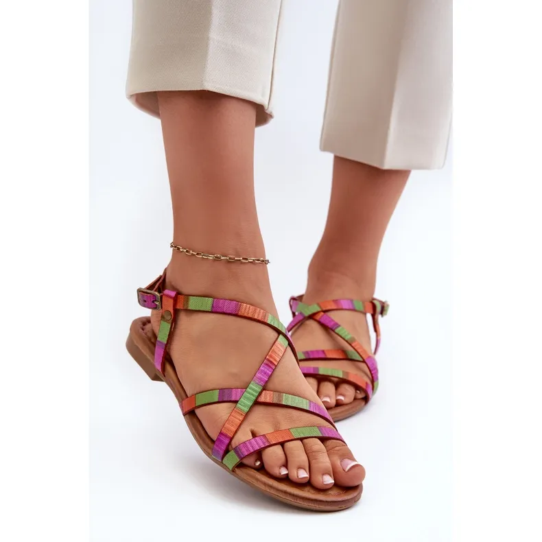 Flat Leather Women's Sandals Maciejka 06635-39 Multicolor multicolored