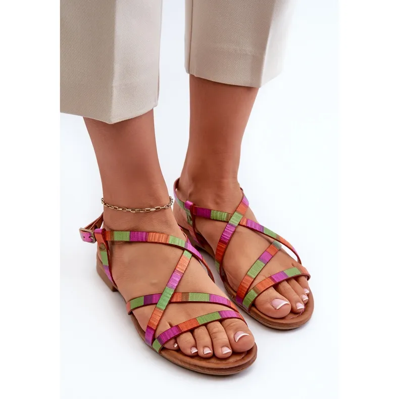 Flat Leather Women's Sandals Maciejka 06635-39 Multicolor multicolored