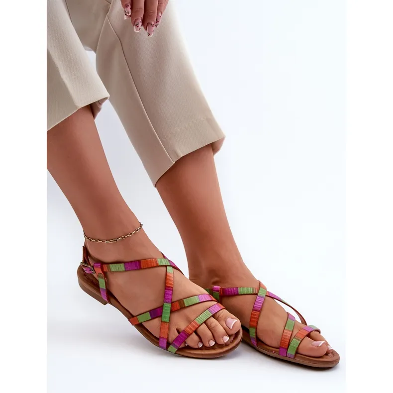 Flat Leather Women's Sandals Maciejka 06635-39 Multicolor multicolored