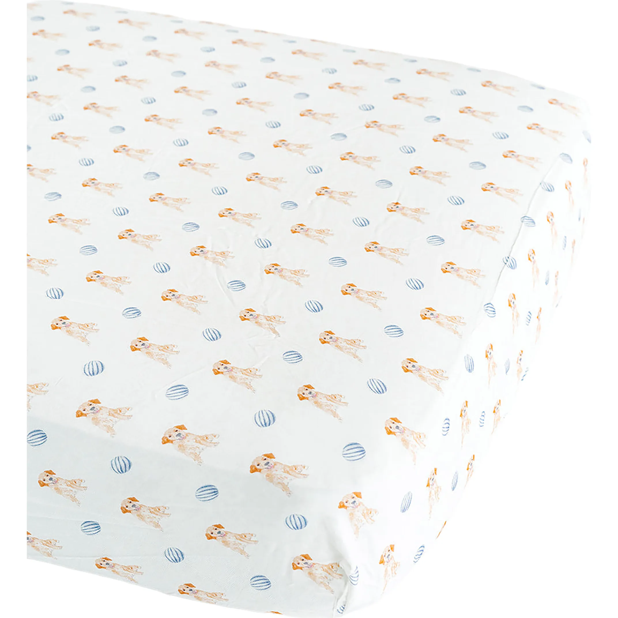 Fort Weekend The Goldie In Blue Print Crib Sheet, Blue & Orange