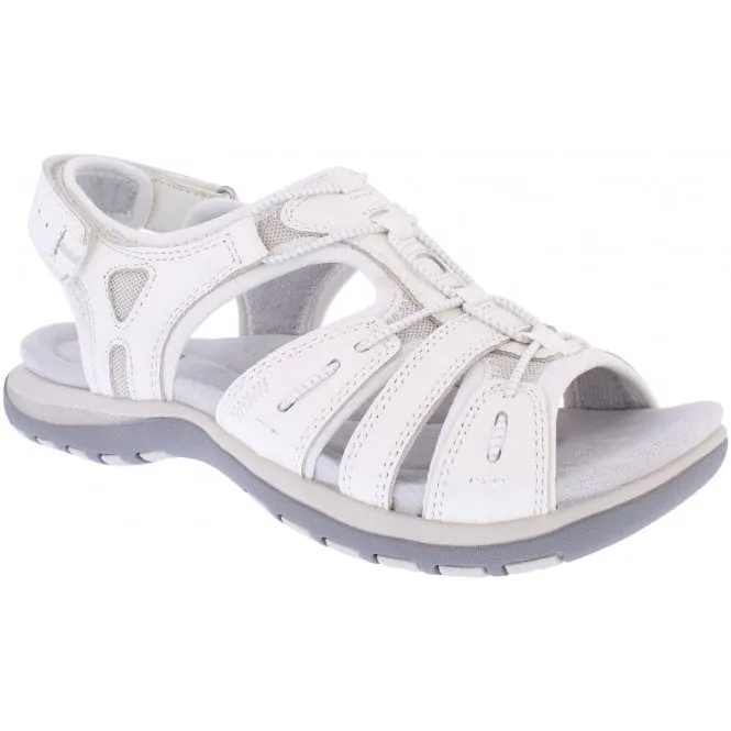 Free Spirit  Womens Fairmont 2 White Leather Elasticated Riptape Sandals 41059