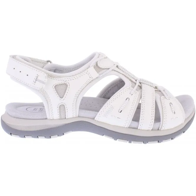 Free Spirit  Womens Fairmont 2 White Leather Elasticated Riptape Sandals 41059