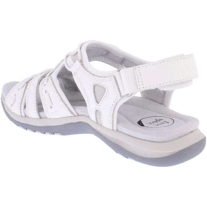 Free Spirit  Womens Fairmont 2 White Leather Elasticated Riptape Sandals 41059