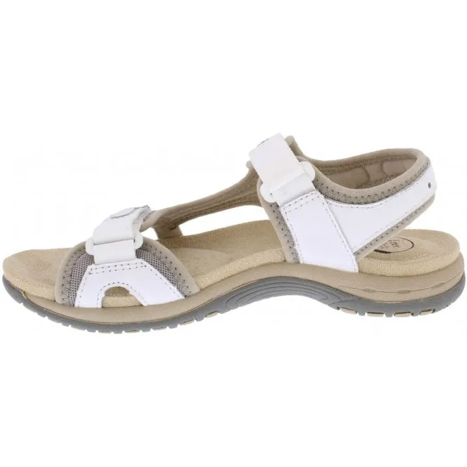 Free Spirit  Womens Frisco White Double Strap Riptape Sandals 40543