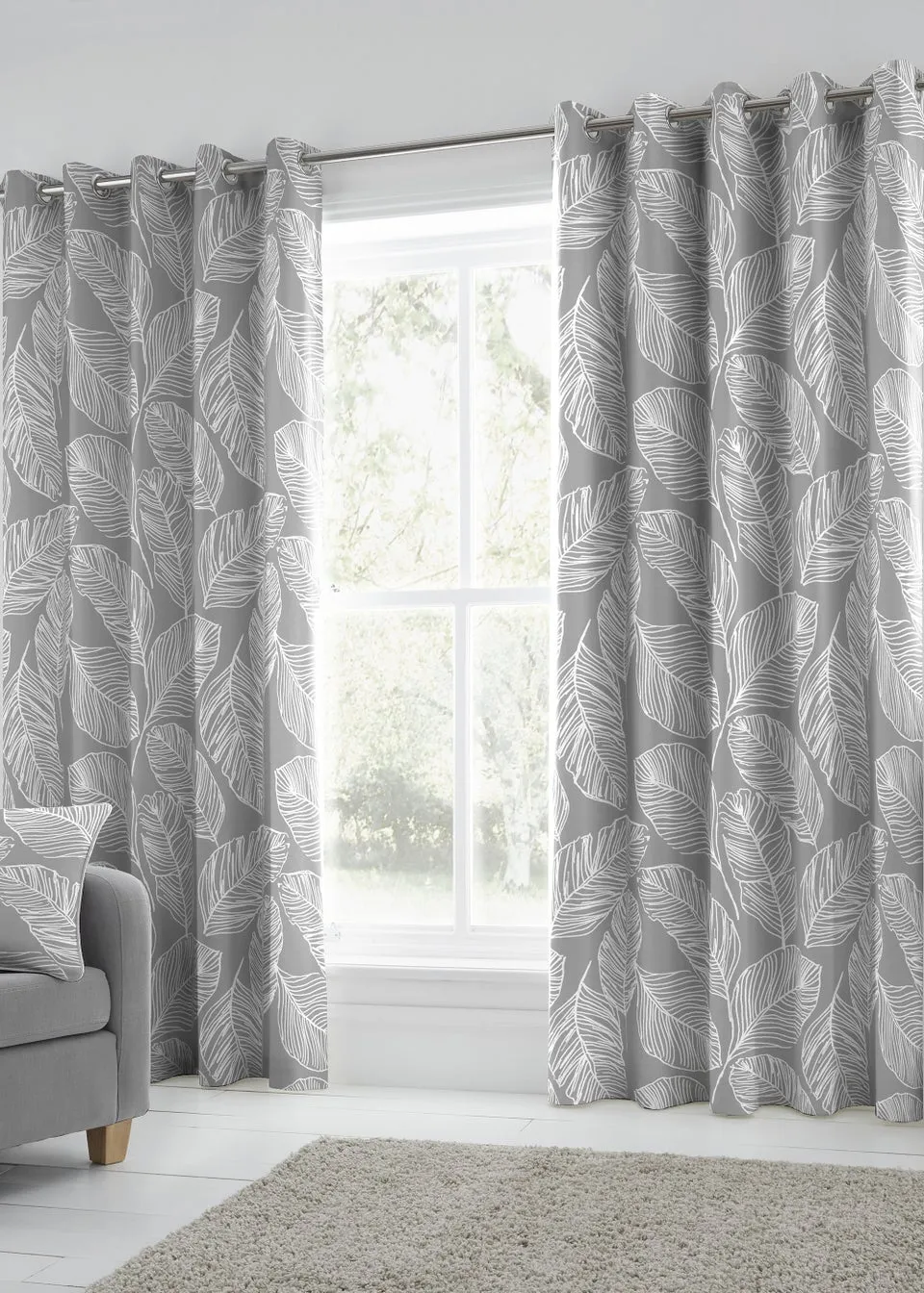 Fusion Matteo Grey Eyelet Curtains