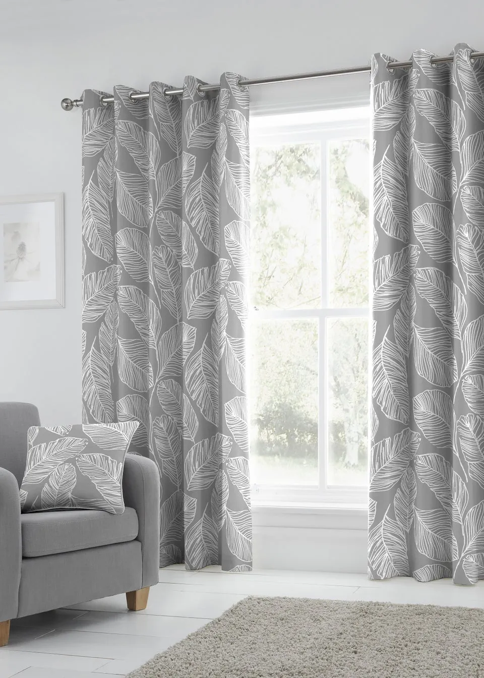 Fusion Matteo Grey Eyelet Curtains