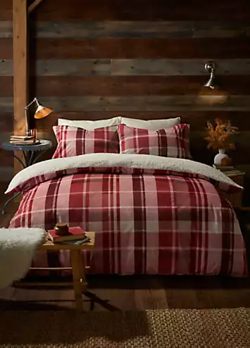 Fusion Red Mulford Check Cosy Fleece Duvet Cover Set | Kaleidoscope