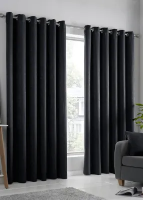 Fusion Strata Dimout Black Eyelet Curtains