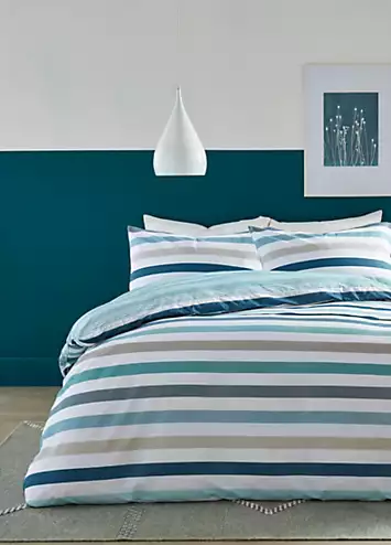 Fusion Teal Carlson Stripe Duvet Cover Set | Kaleidoscope