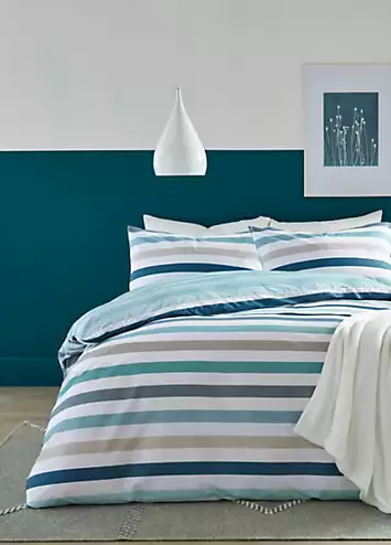 Fusion Teal Carlson Stripe Duvet Cover Set | Kaleidoscope