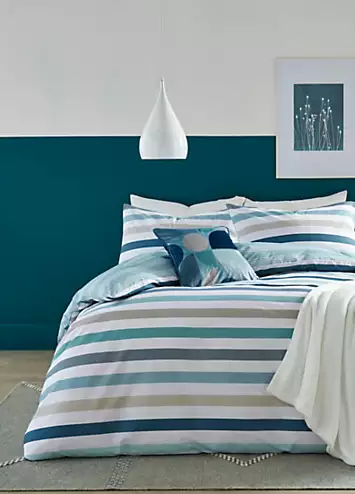 Fusion Teal Carlson Stripe Duvet Cover Set | Kaleidoscope