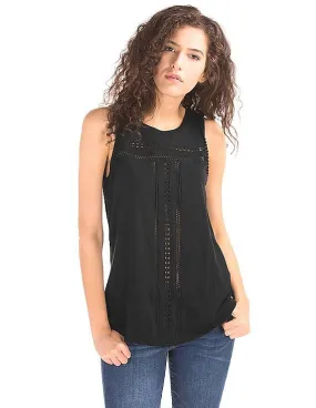 GAP Women Black Crochet Swing Tank