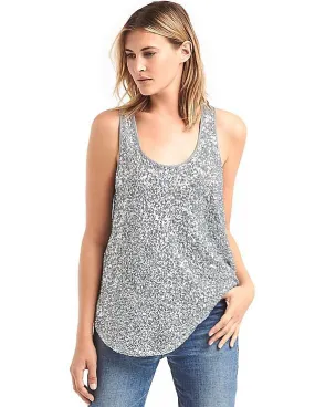 GAP Women Grey Sequin Scoop Tank