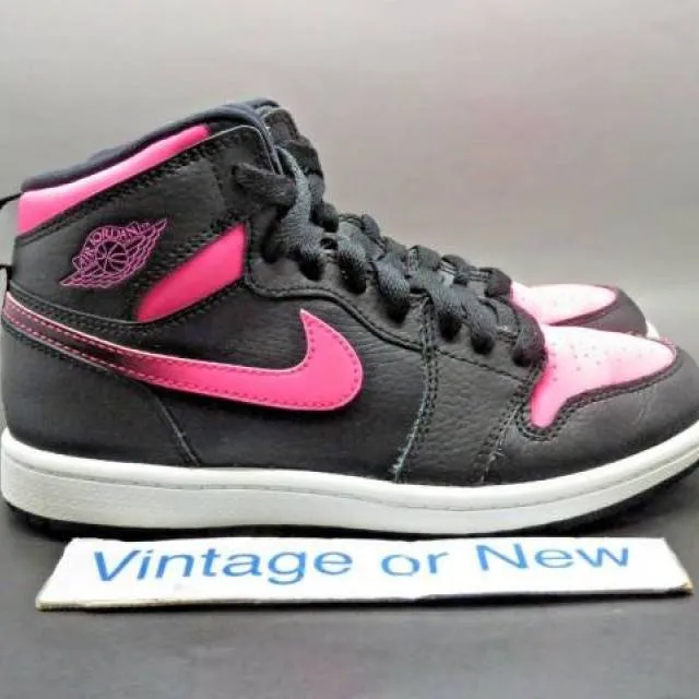 Girls Nike Air Jordan I 1 Retro High Black Hyper Pink Wh...