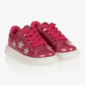 Girls Pink Glitter Trainers