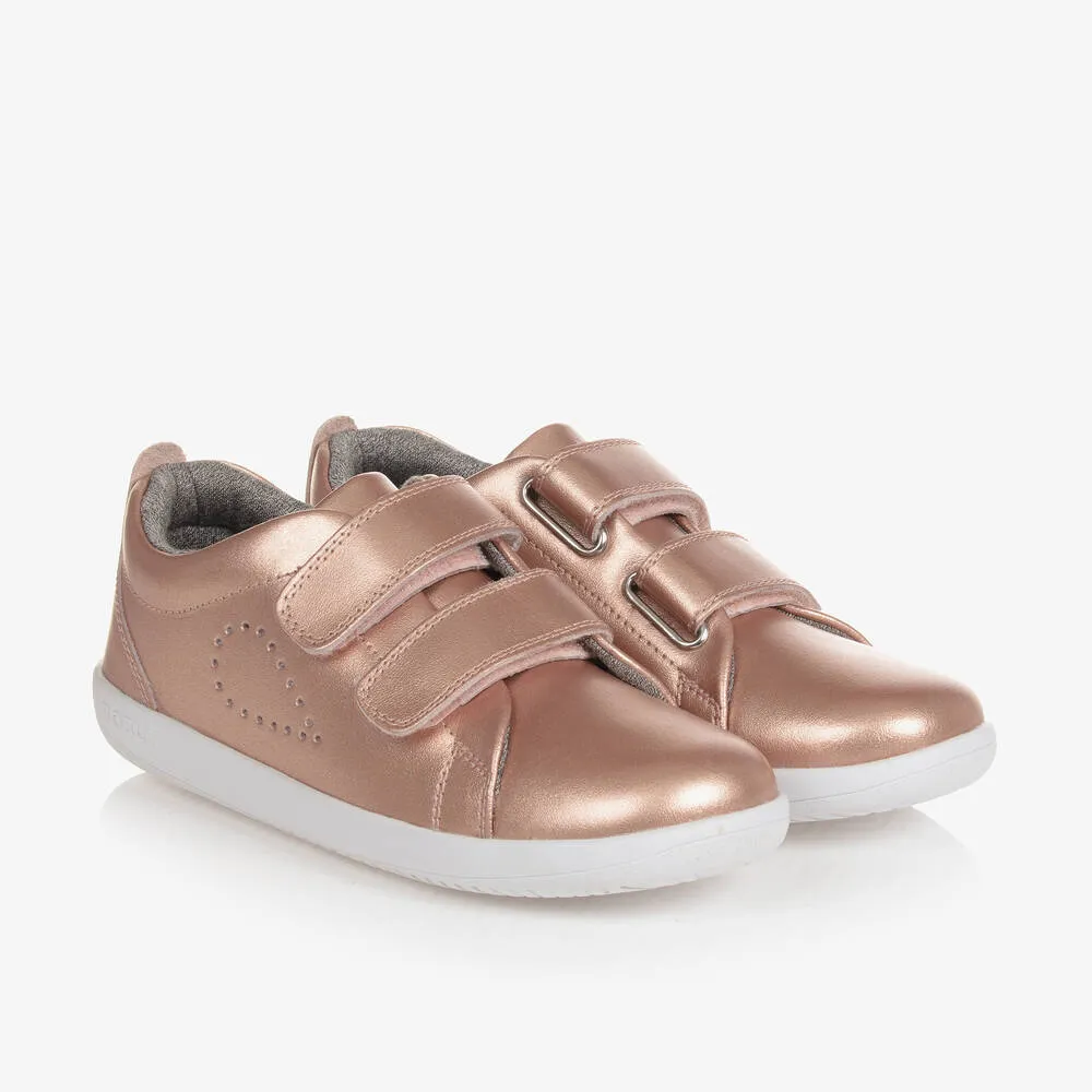 Girls Pink Metallic Leather Trainers