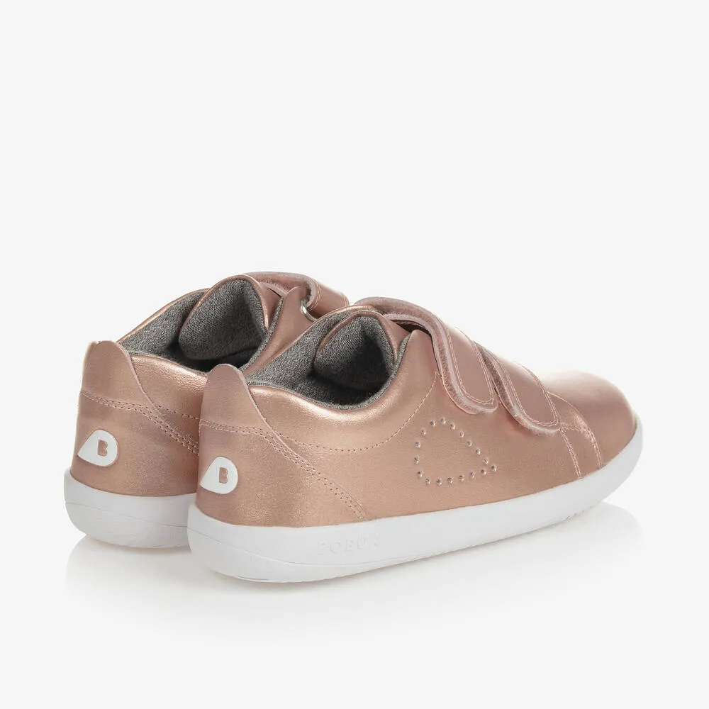 Girls Pink Metallic Leather Trainers