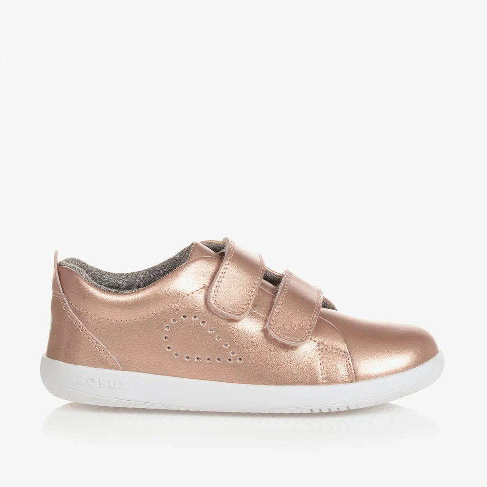 Girls Pink Metallic Leather Trainers