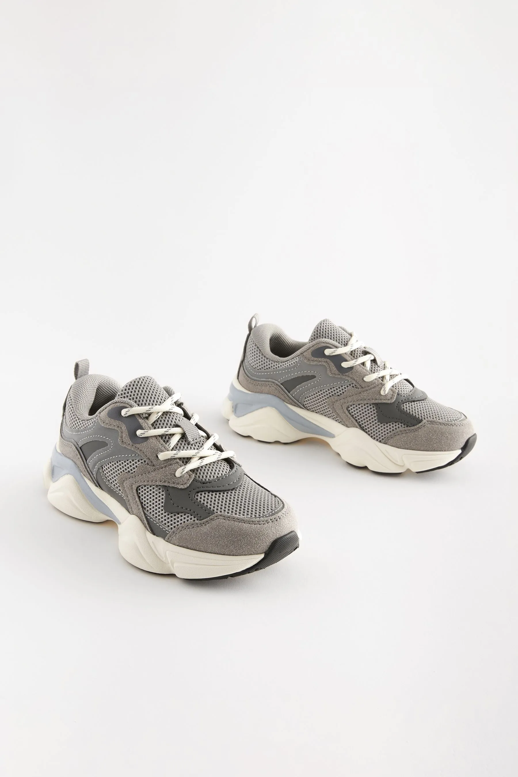 Grey Mesh Lace Trainers