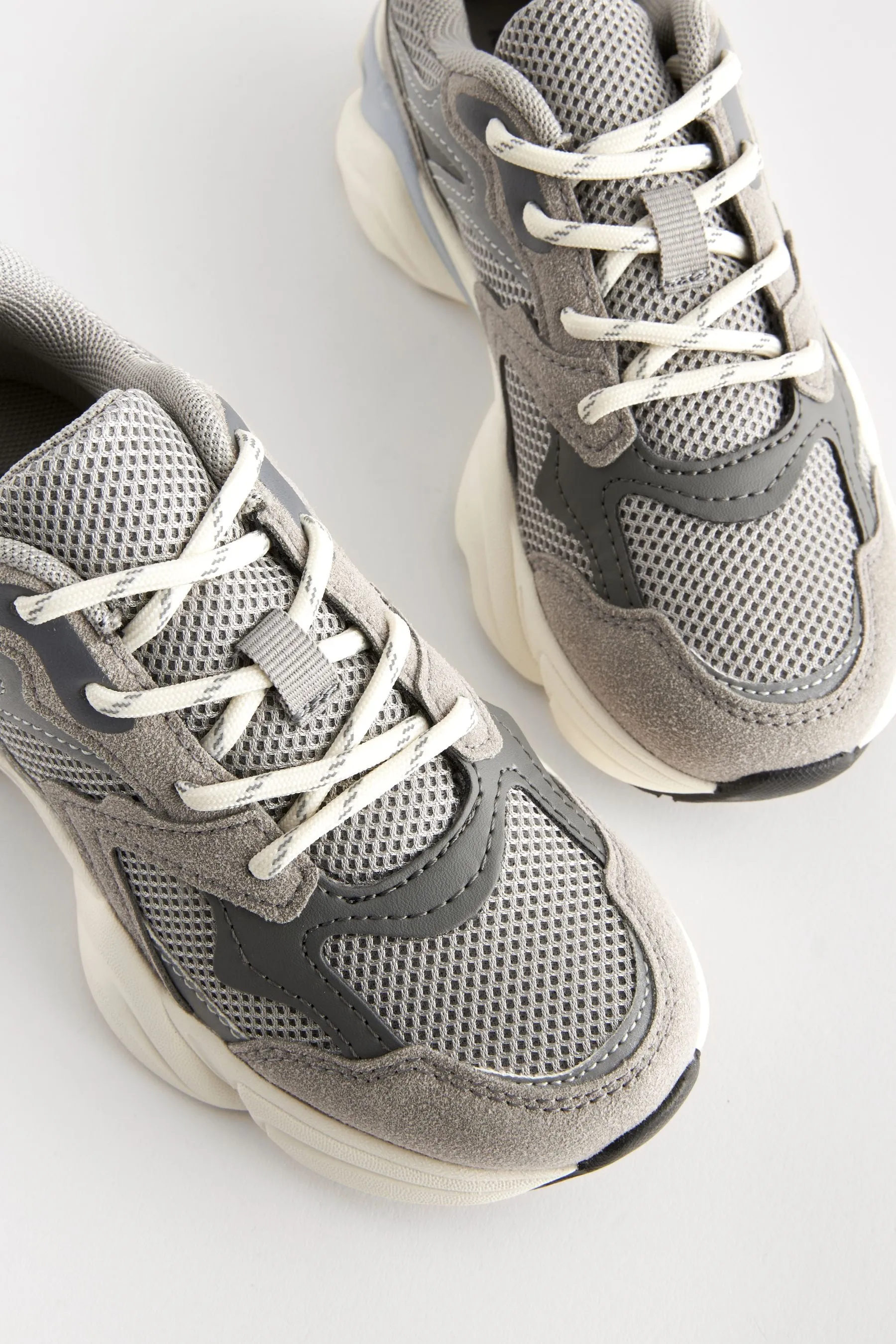 Grey Mesh Lace Trainers