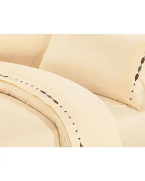 HiEnd Accents Navajo Embroidered Cream Sheet Set - Queen