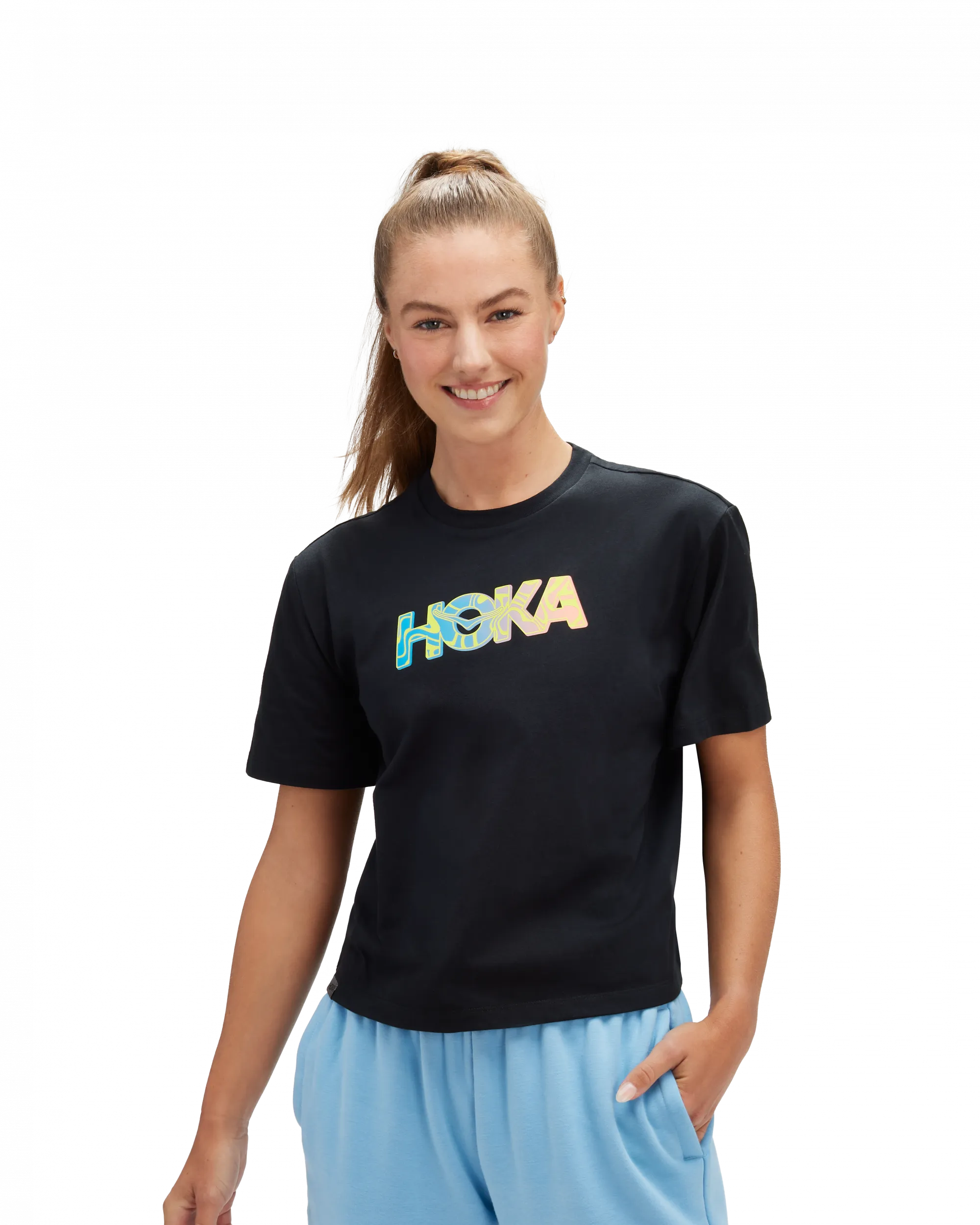 Hoka 1153374Women's Topo Logo Short Sleeve Black | Buy Hoka 1153374Women's Topo Logo Short Sleeve Black here | Outnort