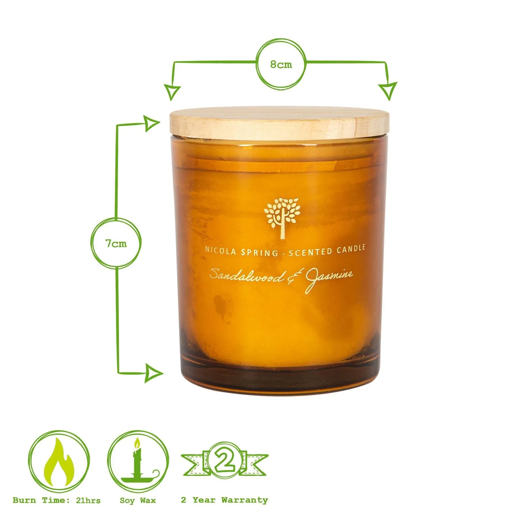 Home Fragrance | Soy Wax Scented Candles 130g Sandalwood & Jasmine Pack of 3 | Nicola Spring