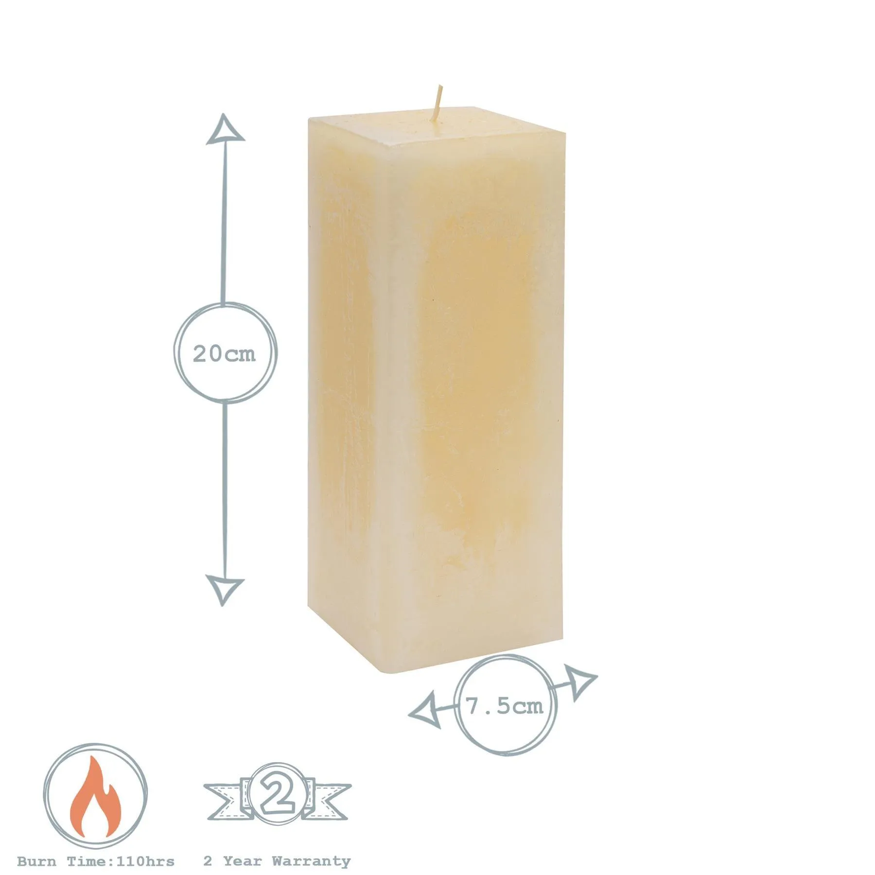 Home Fragrance | Square Vanilla Pillar Candles 110 Hours Cream Pack of 3 | Nicola Spring