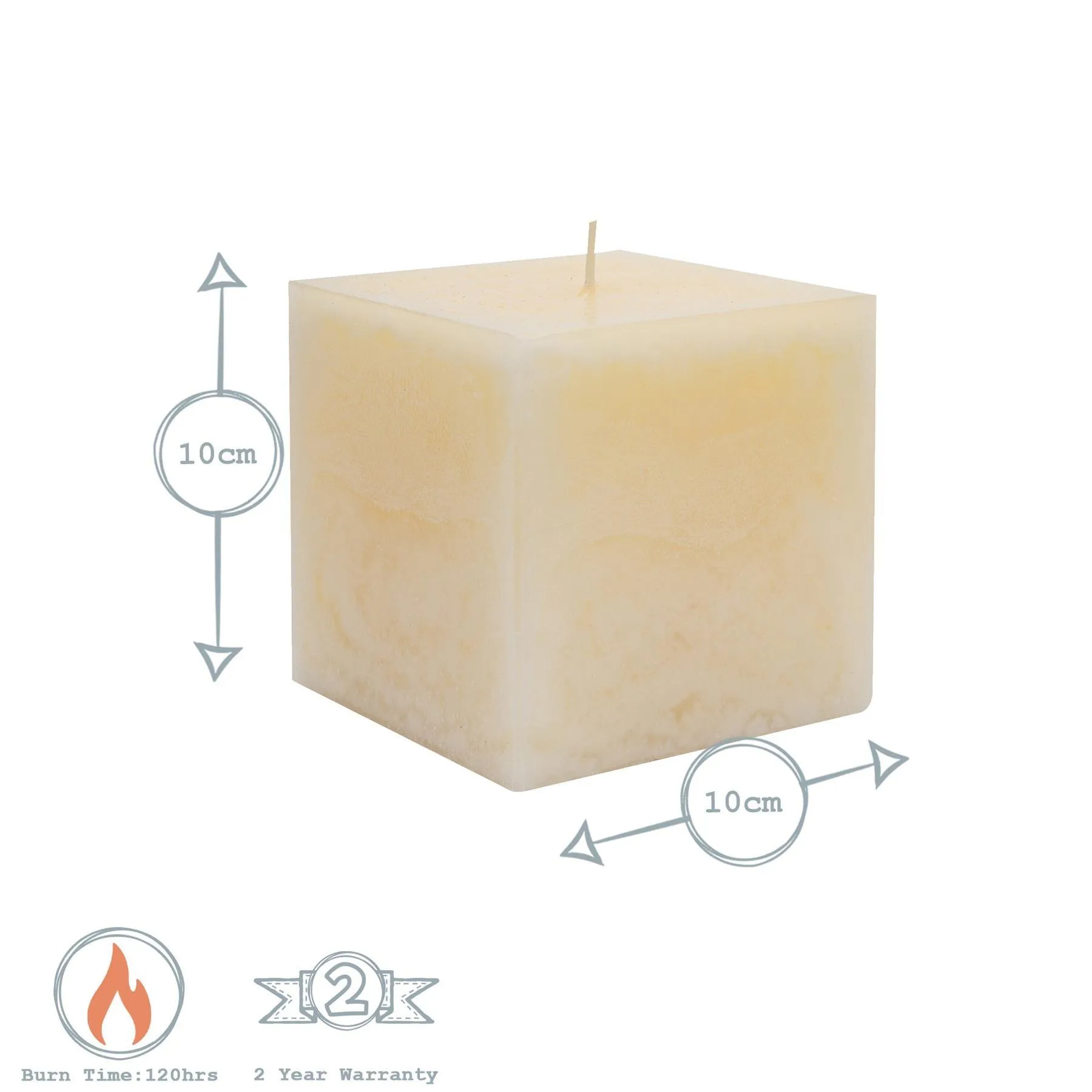 Home Fragrance | Square Vanilla Pillar Candles 120 Hours Cream Pack of 3 | Nicola Spring