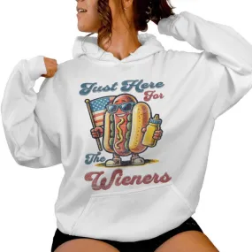 Hot Dog I'm Just Here For The Wieners 4Th Of July Women Women Hoodie