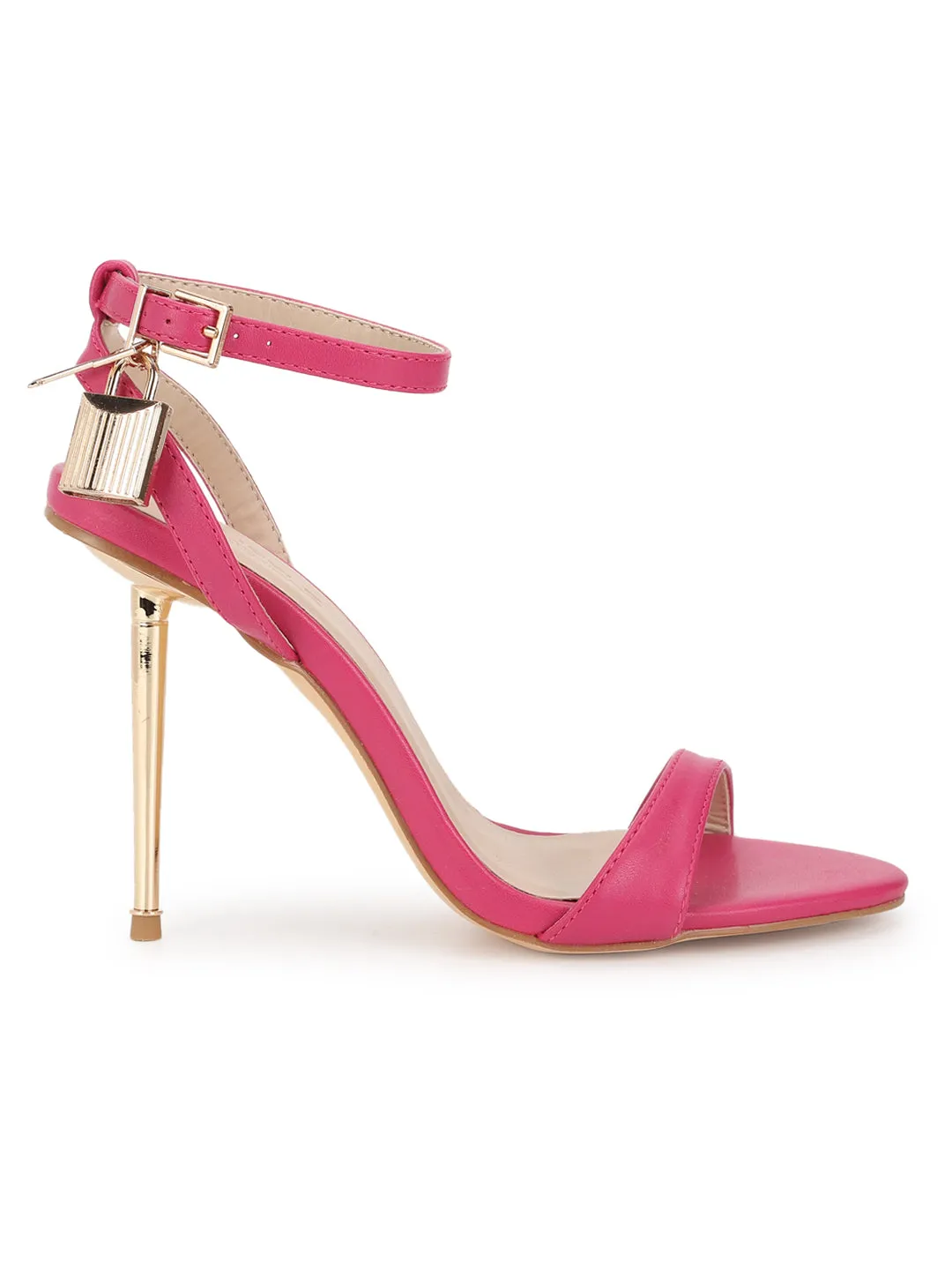 Hot Pink PU Buckle Stiletto Sandals (TC-TB2-HPNK)