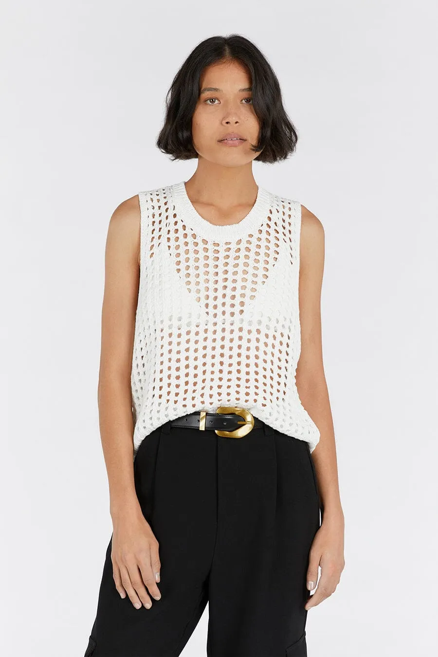 HUNTER OFF WHITE CROCHET TANK