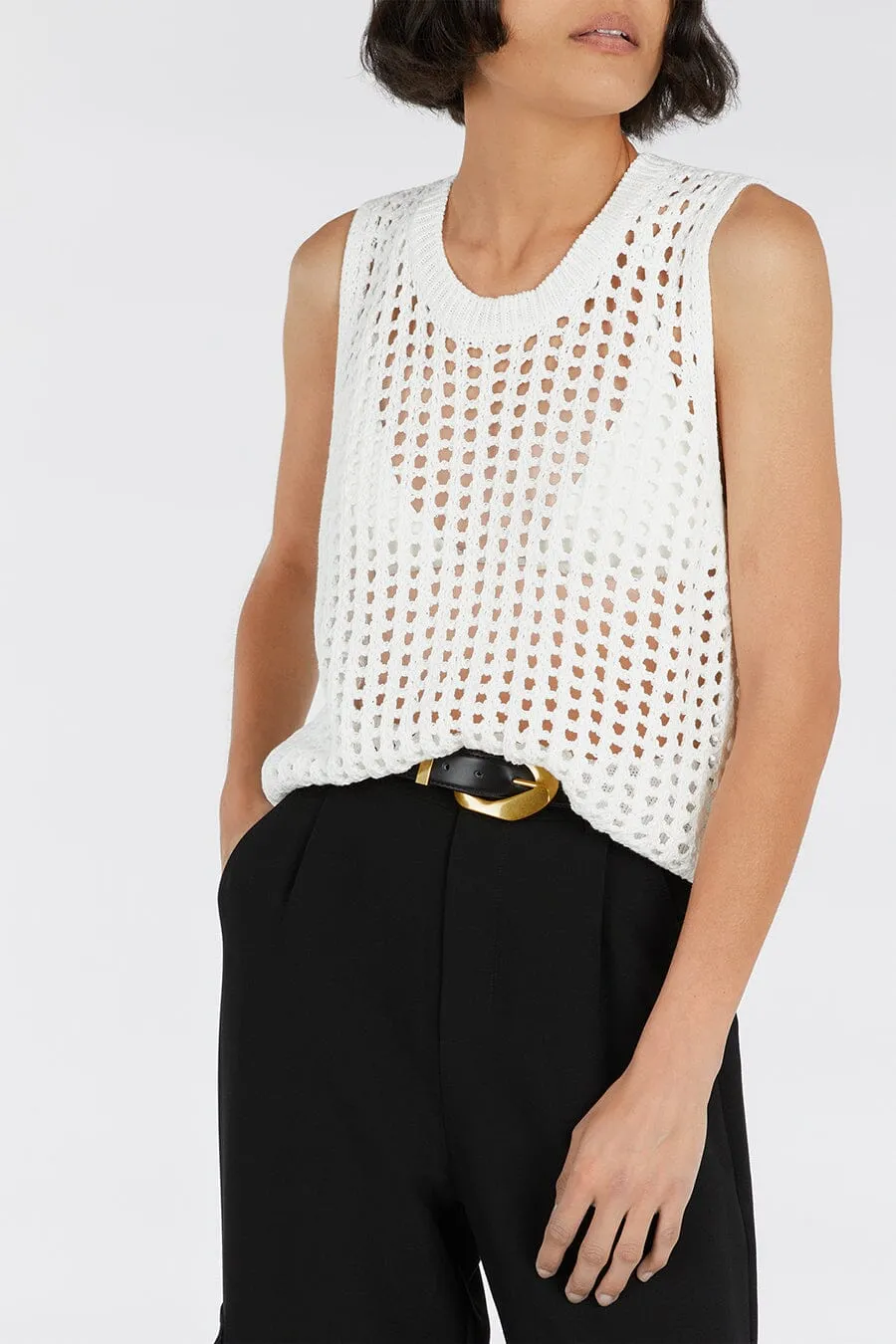 HUNTER OFF WHITE CROCHET TANK